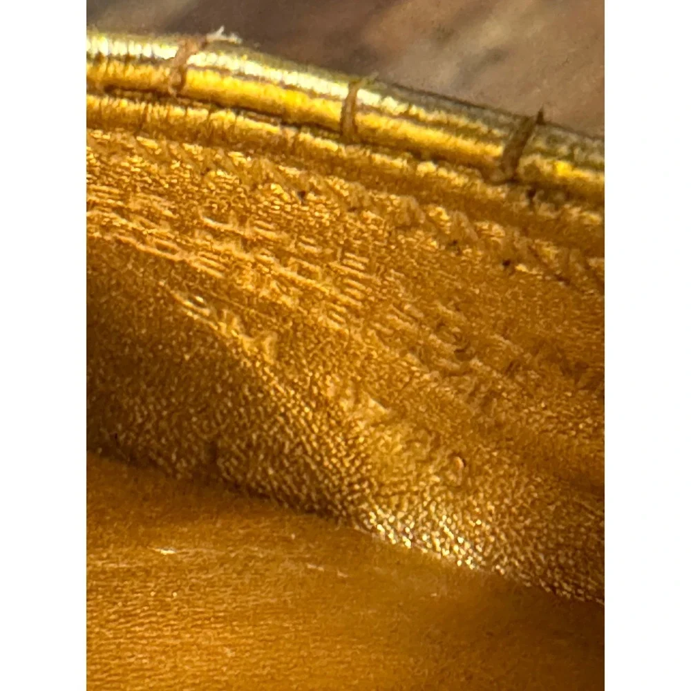 Tory Burch Reva Gold Metallic Fish Scales Ballet Flats Soft Leather Medallion 9M